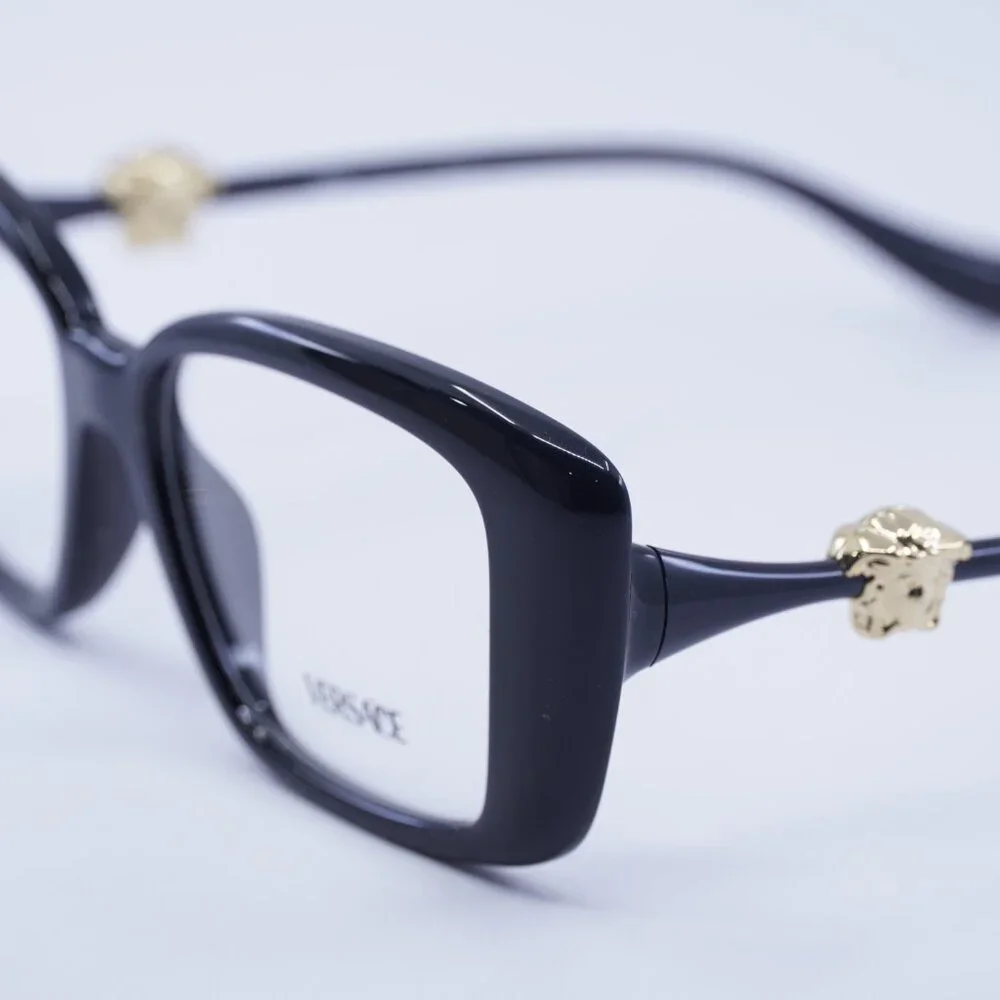 Versace VE3385U GB1 Eyeglasses Shiny Black 53mm Square Frame